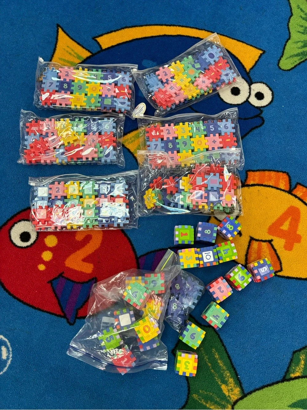 Colorful Number Puzzle Blocks - Multicolor Educational Toy Set of 6